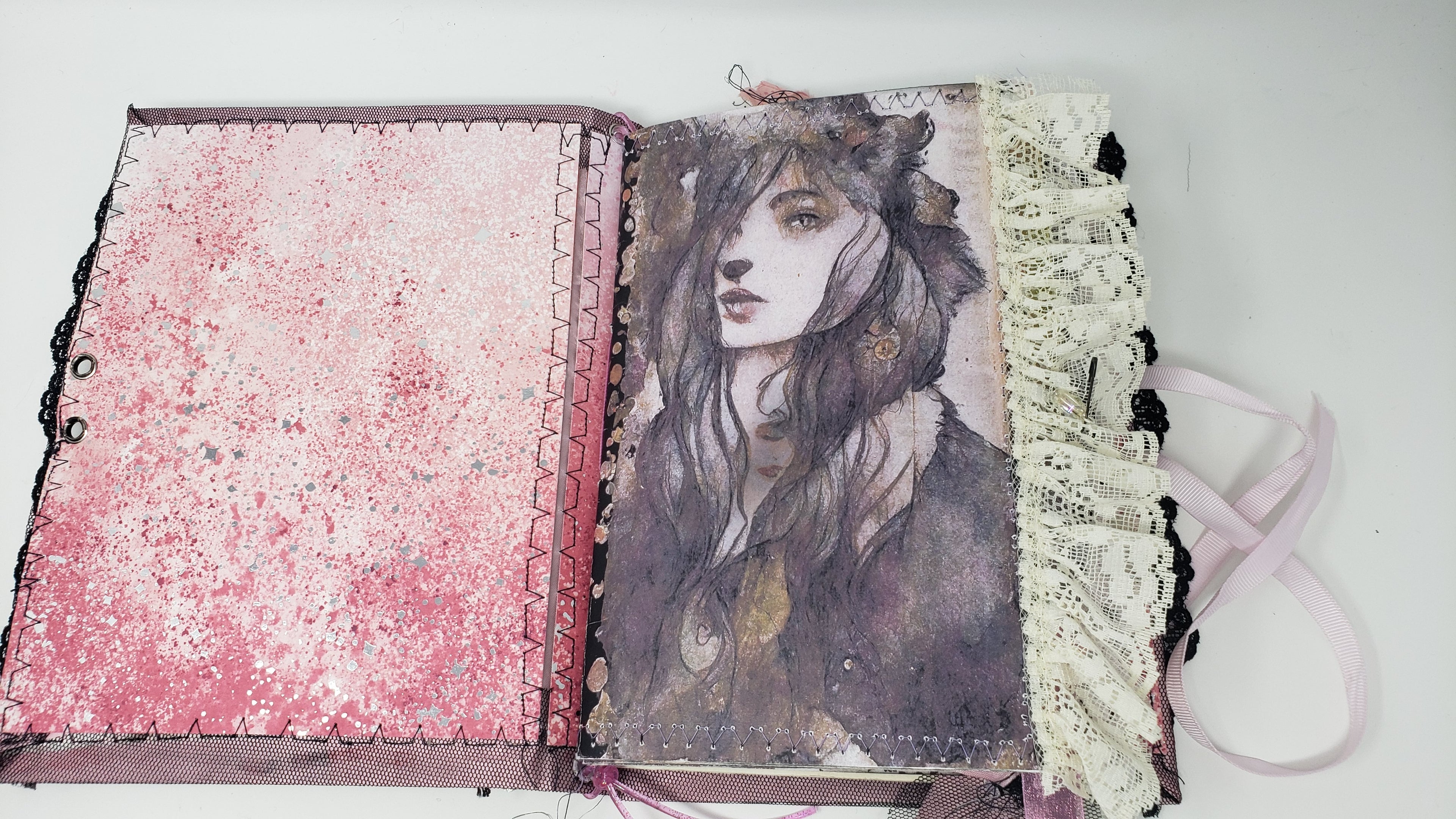 Vintage Junk Journal - Pink Gothic Moon