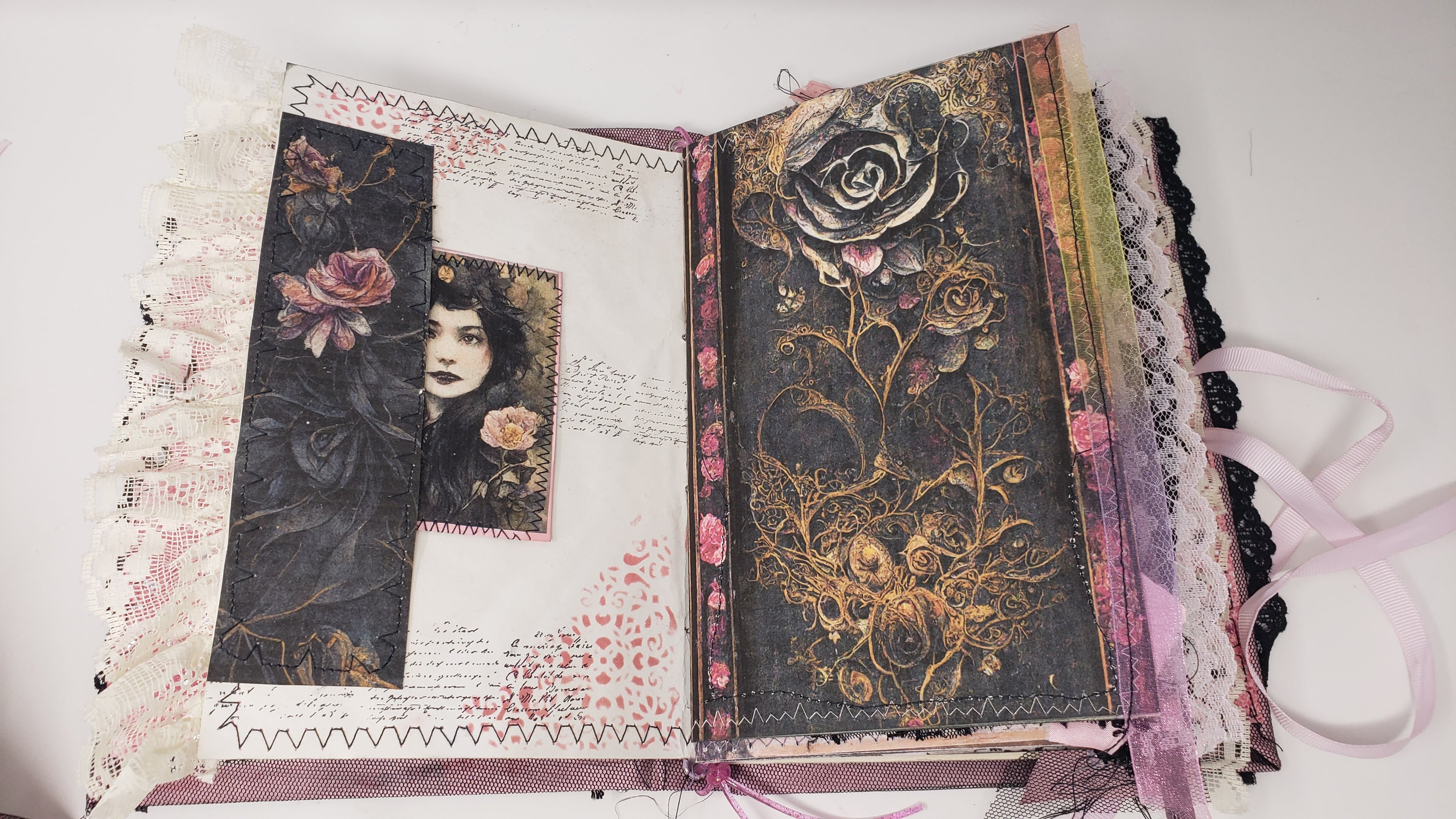 Vintage Junk Journal - Pink Gothic Moon