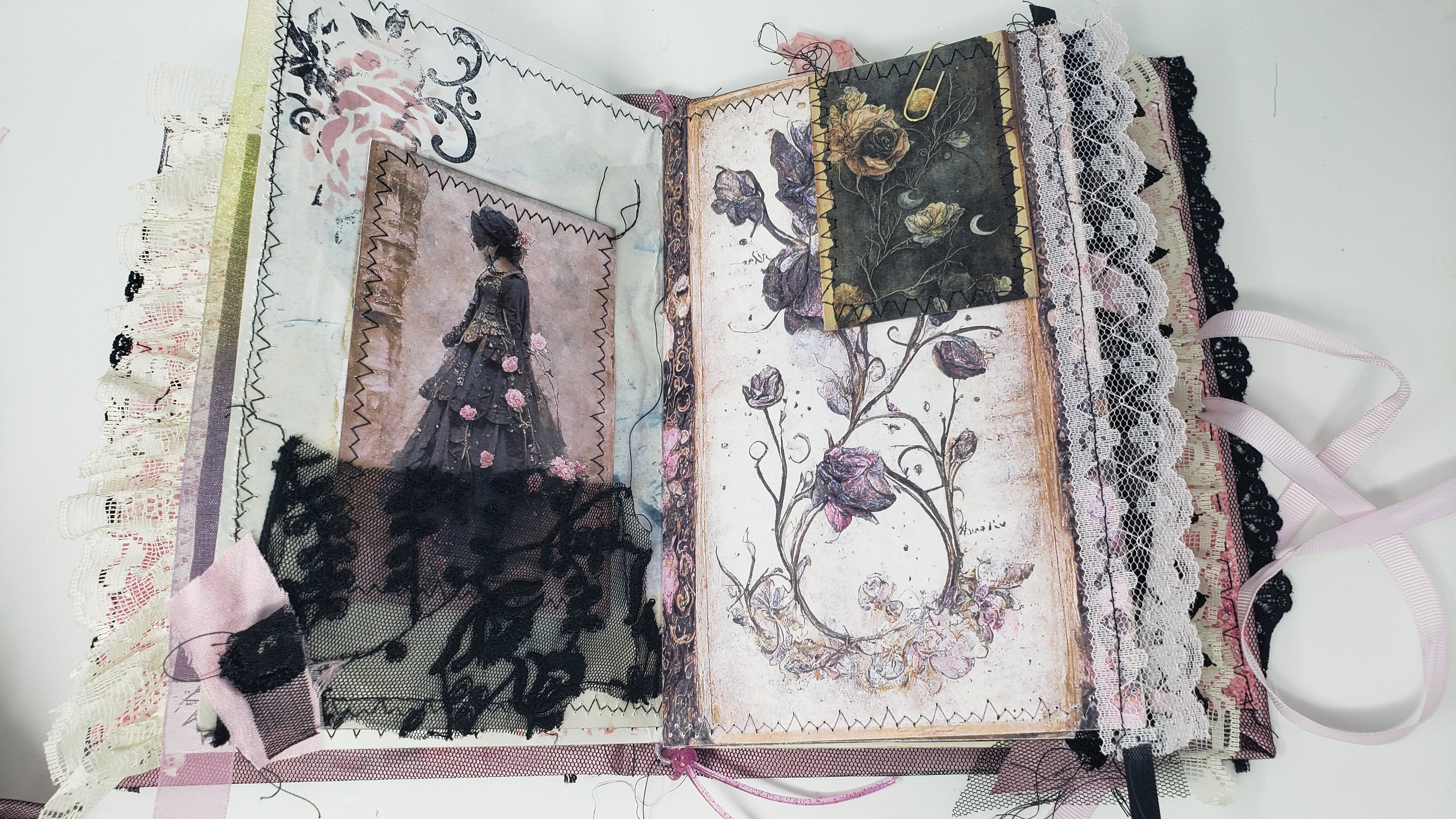 Vintage Junk Journal - Pink Gothic Moon