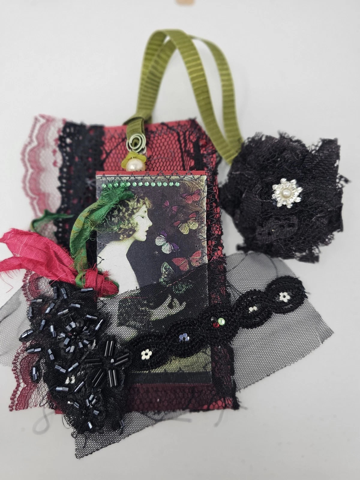 Vintage Chick Lace Bookmark - Surrender - Handmade