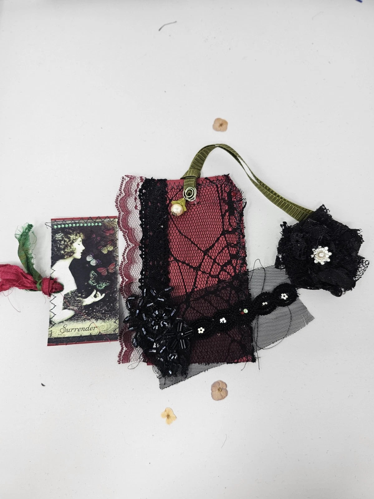 Vintage Chick Lace Bookmark - Surrender - Handmade