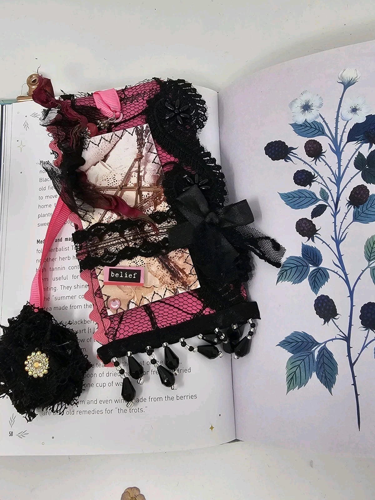 Vintage Lace Bookmark -  Belief - Handmade