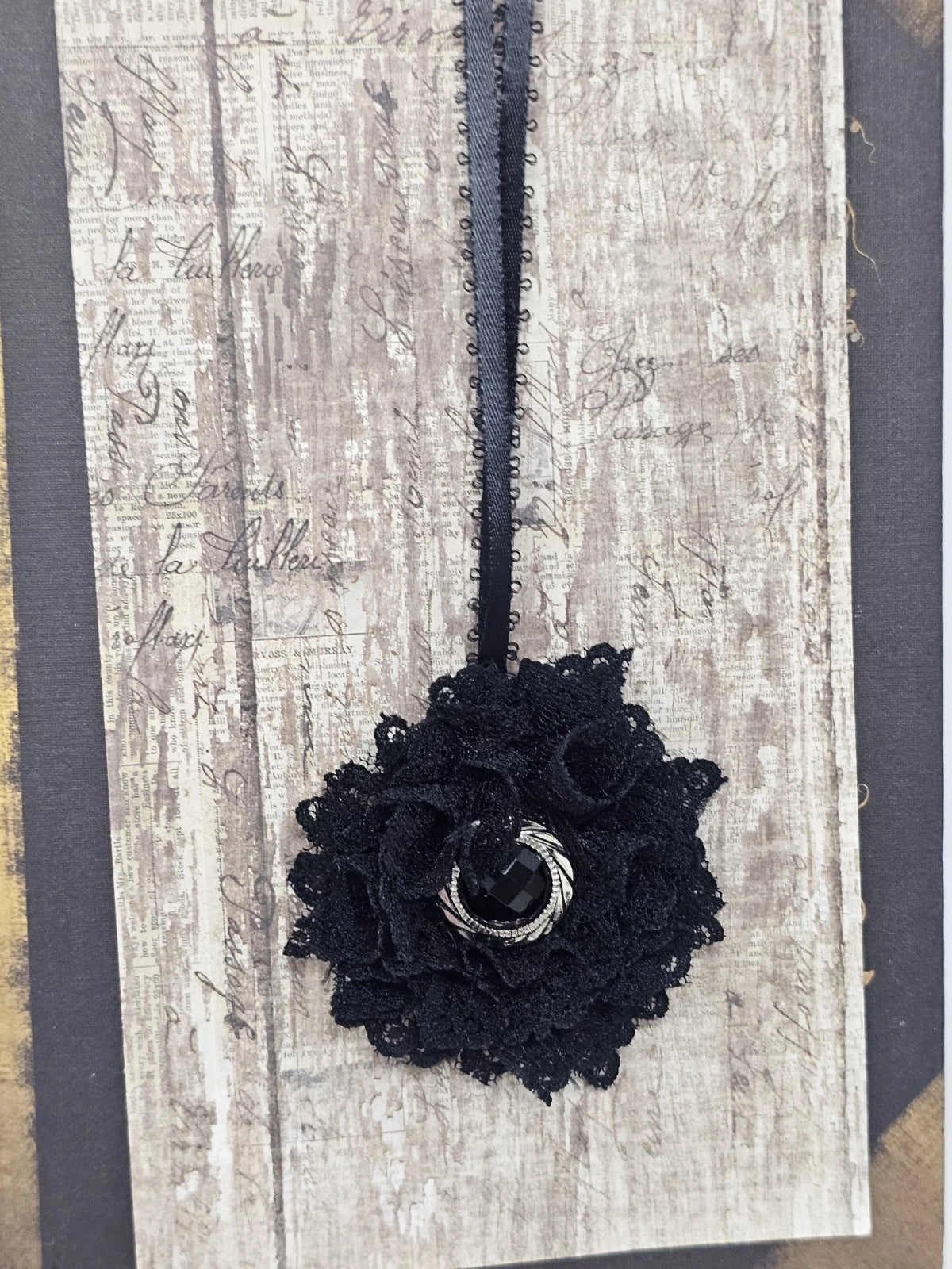 Vintage Bookmark SKULL AND FLOWER