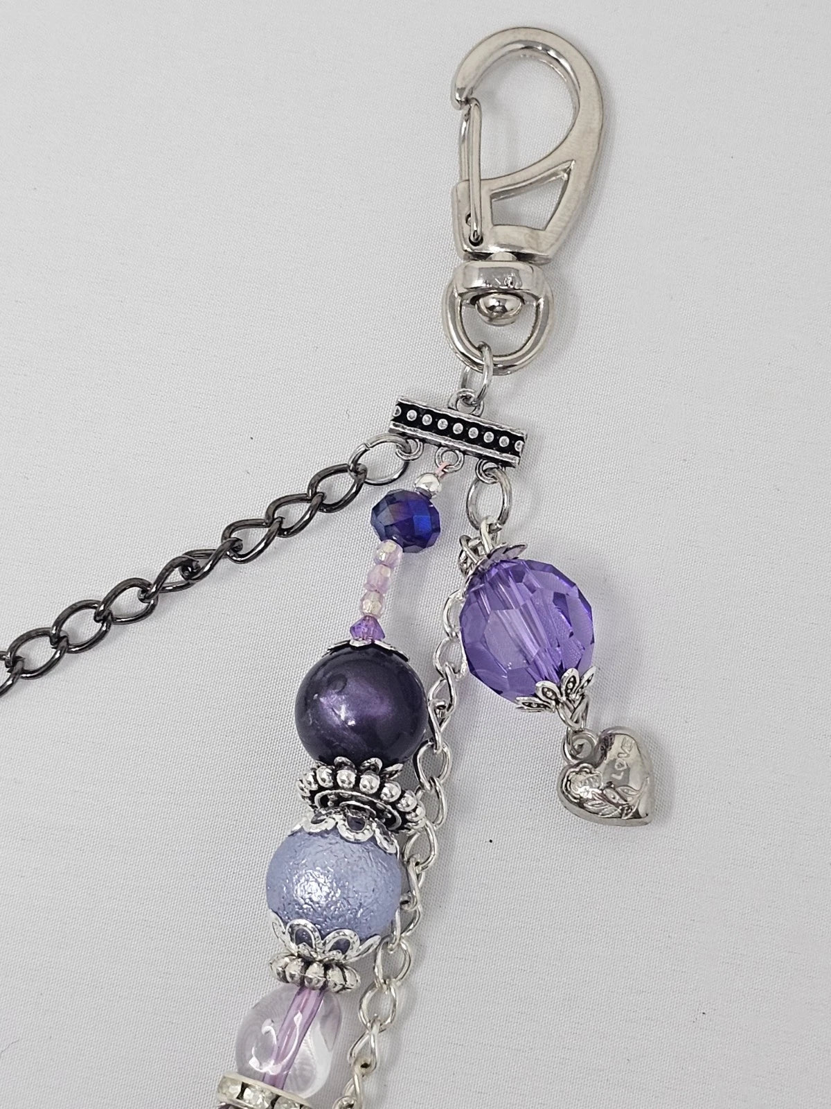 Double Chain Purse Charm - Mickey's Key & Purple Heart