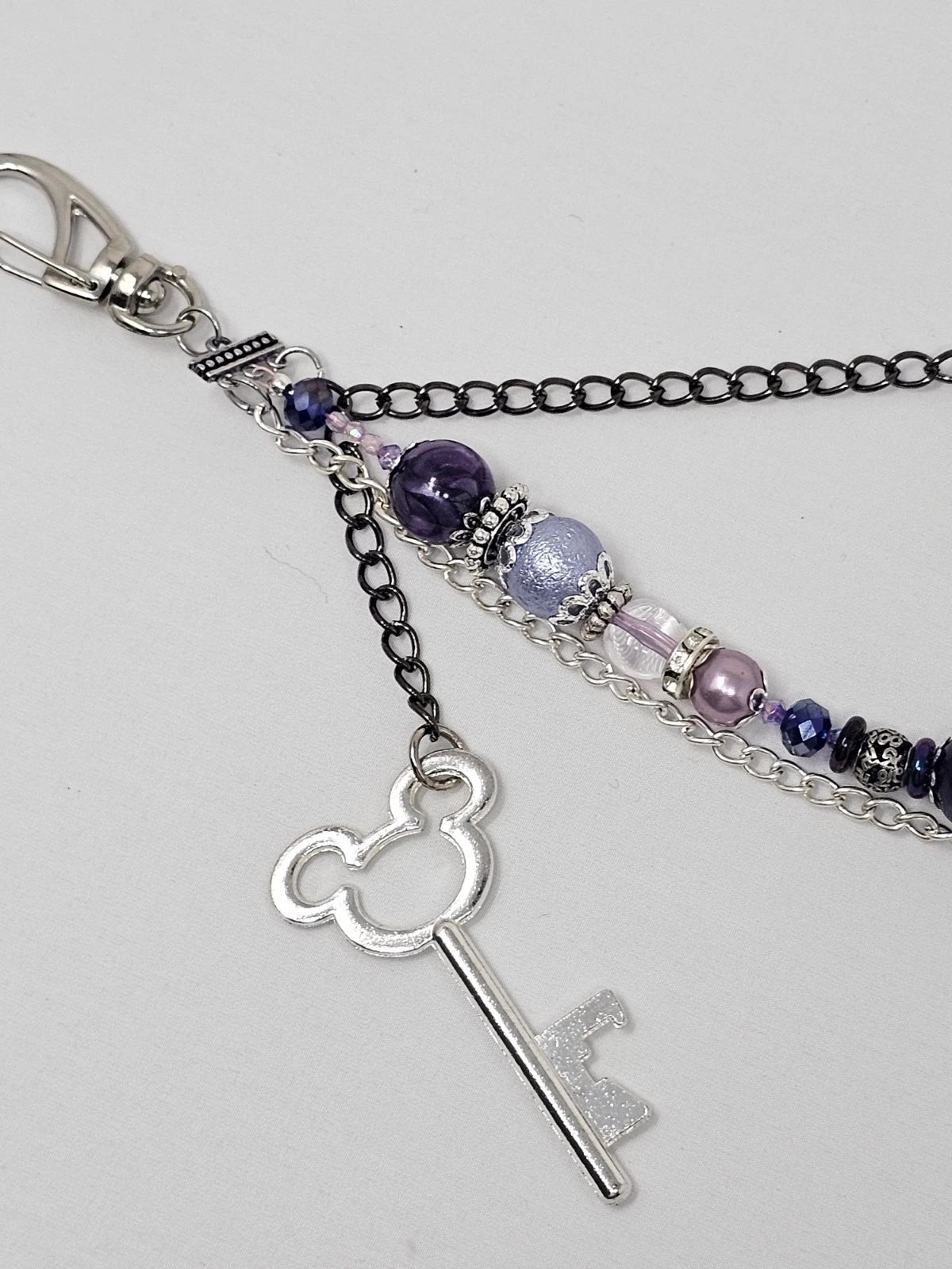 Double Chain Purse Charm - Mickey's Key & Purple Heart