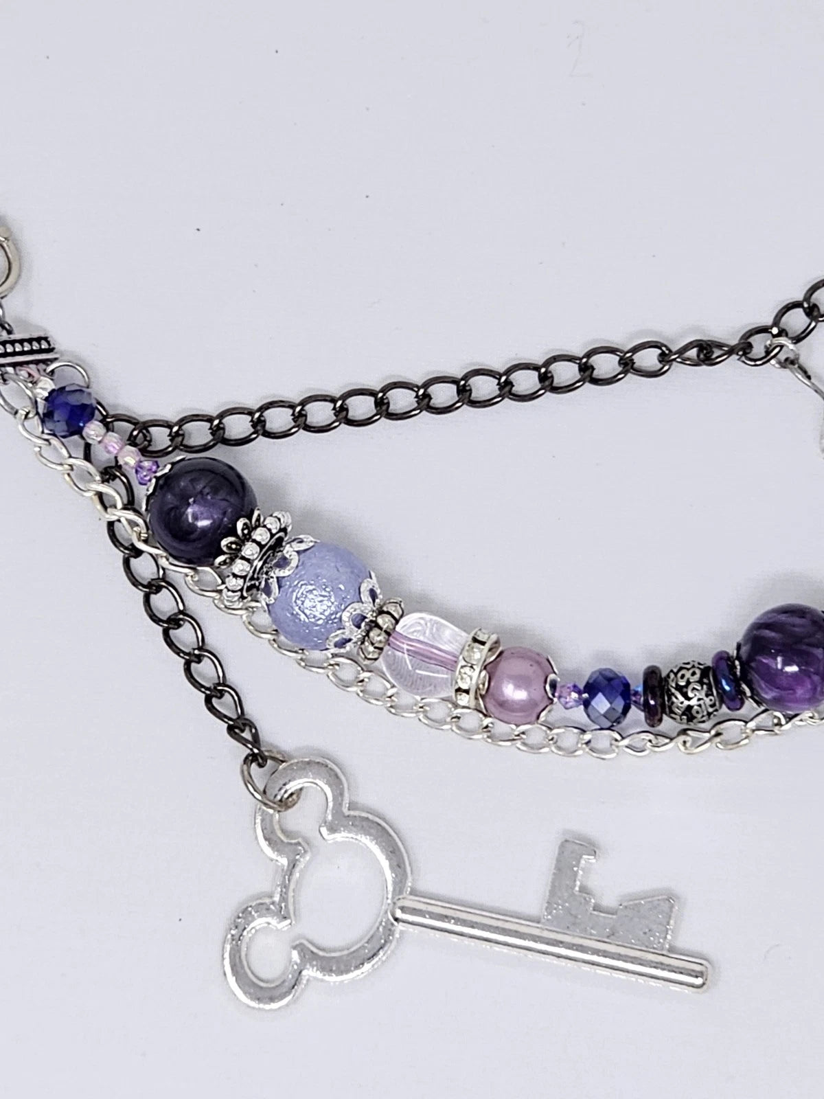 Double Chain Purse Charm - Mickey's Key & Purple Heart