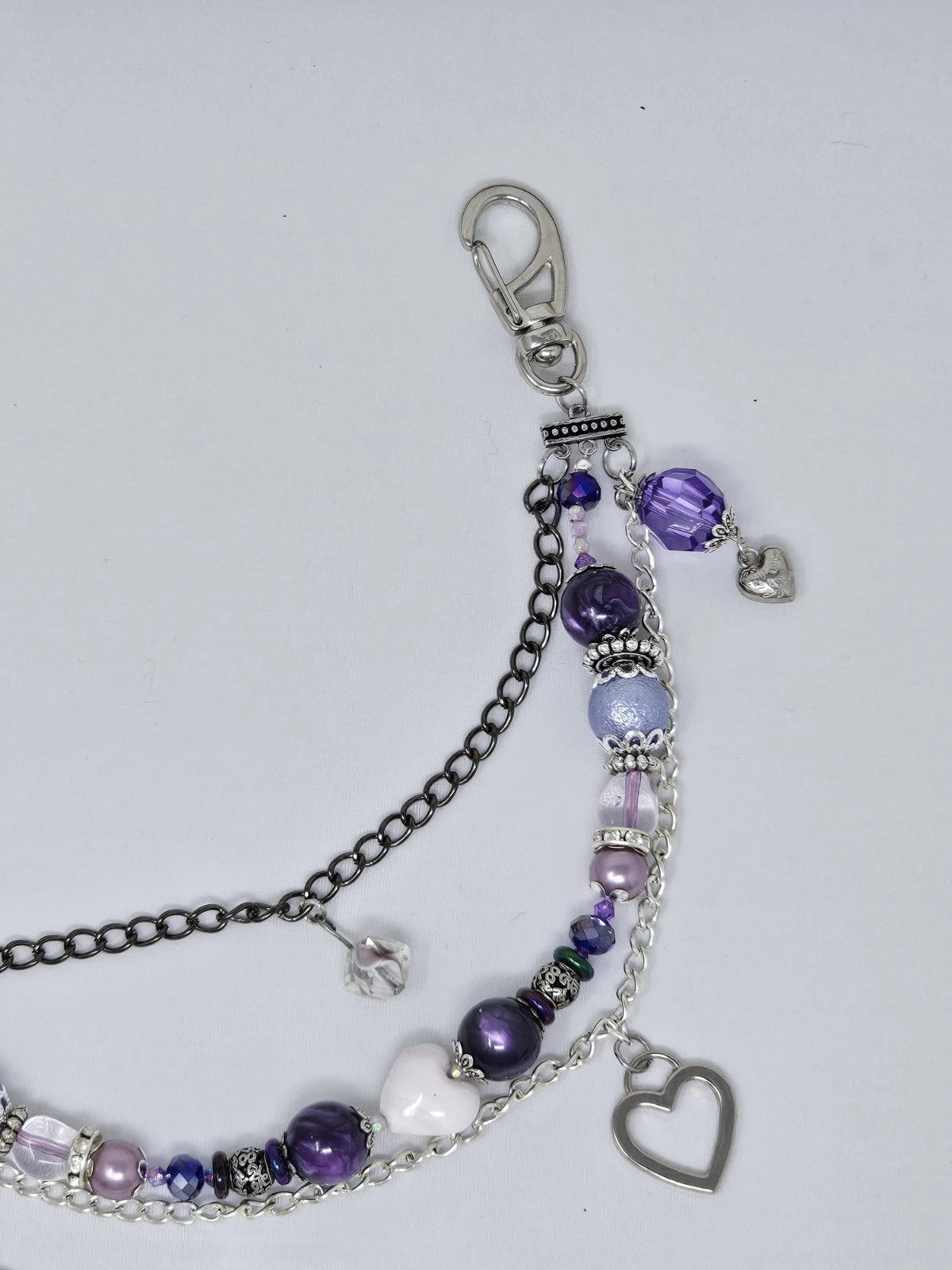Double Chain Purse Charm - Mickey's Key & Purple Heart