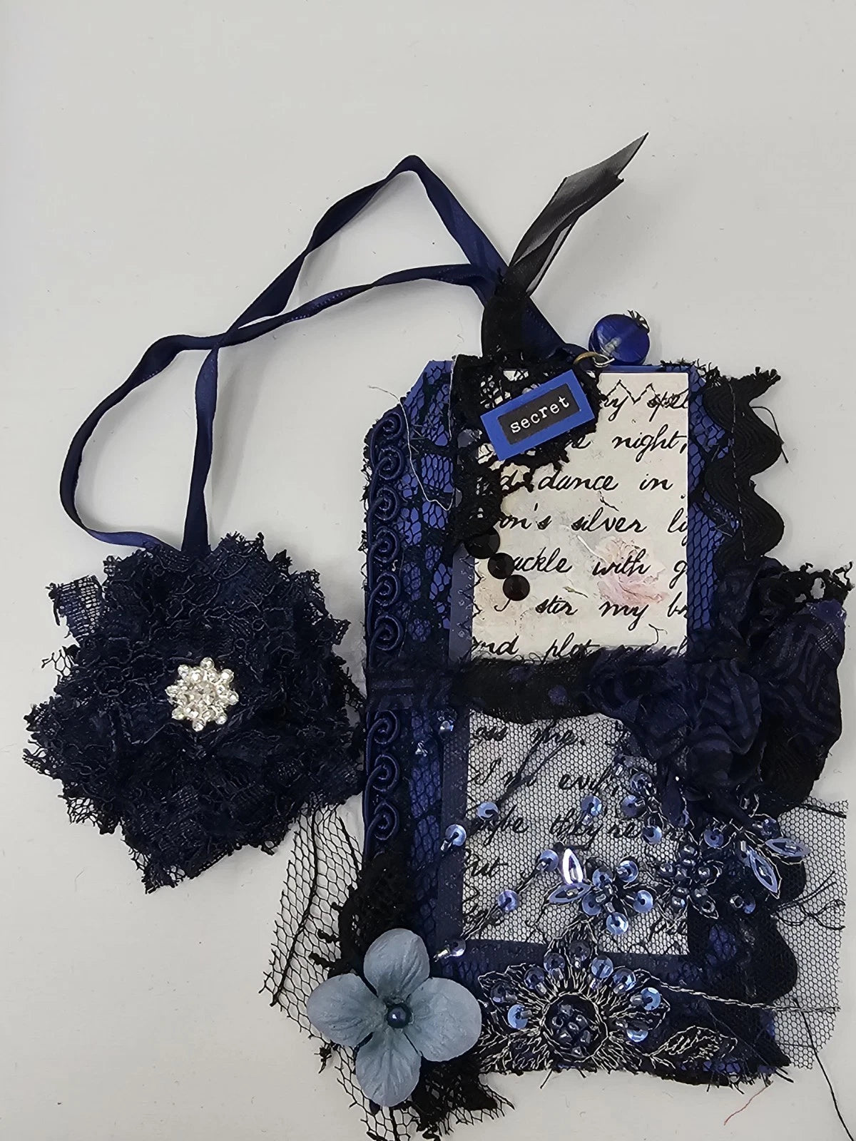 Vintage Chick Lace Bookmark - Secret - Handmade
