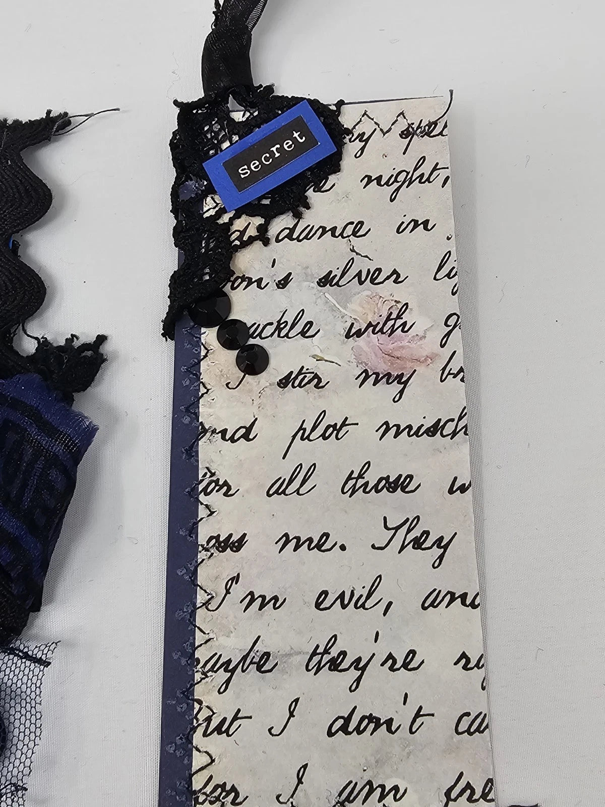 Vintage Chick Lace Bookmark - Secret - Handmade