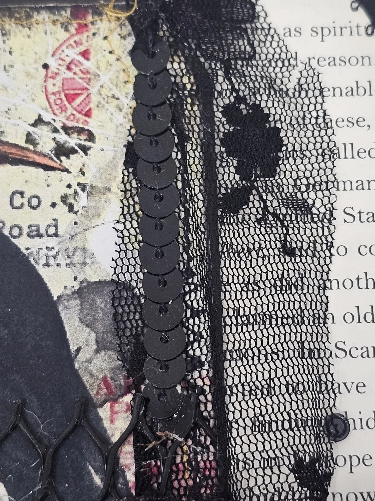 Vintage Bookmark SKULL AND FLOWER