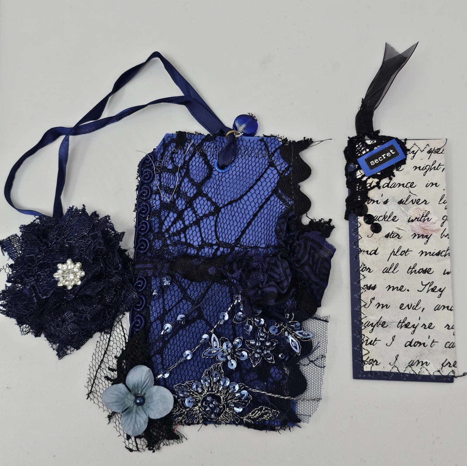Vintage Chick Lace Bookmark - Secret - Handmade