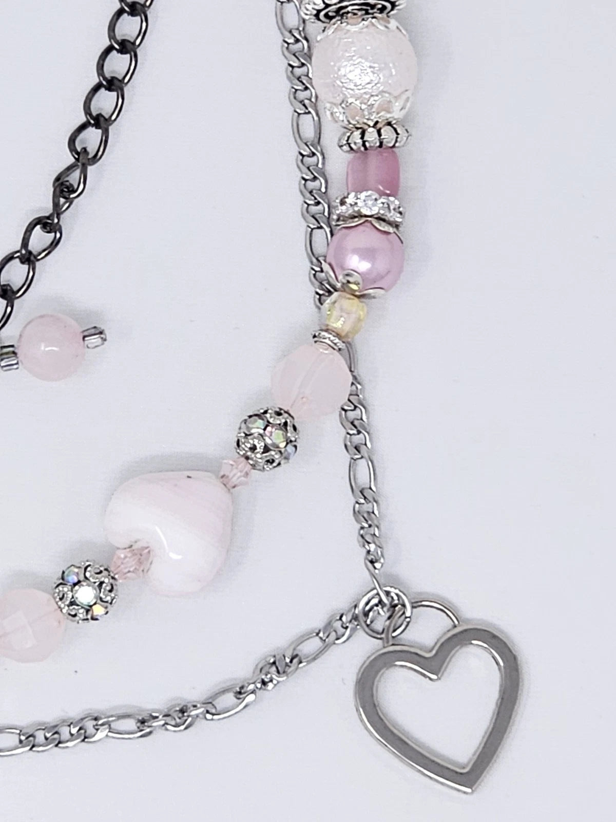 Double Chain Purse Charm - Mickey's Key & Pink Heart