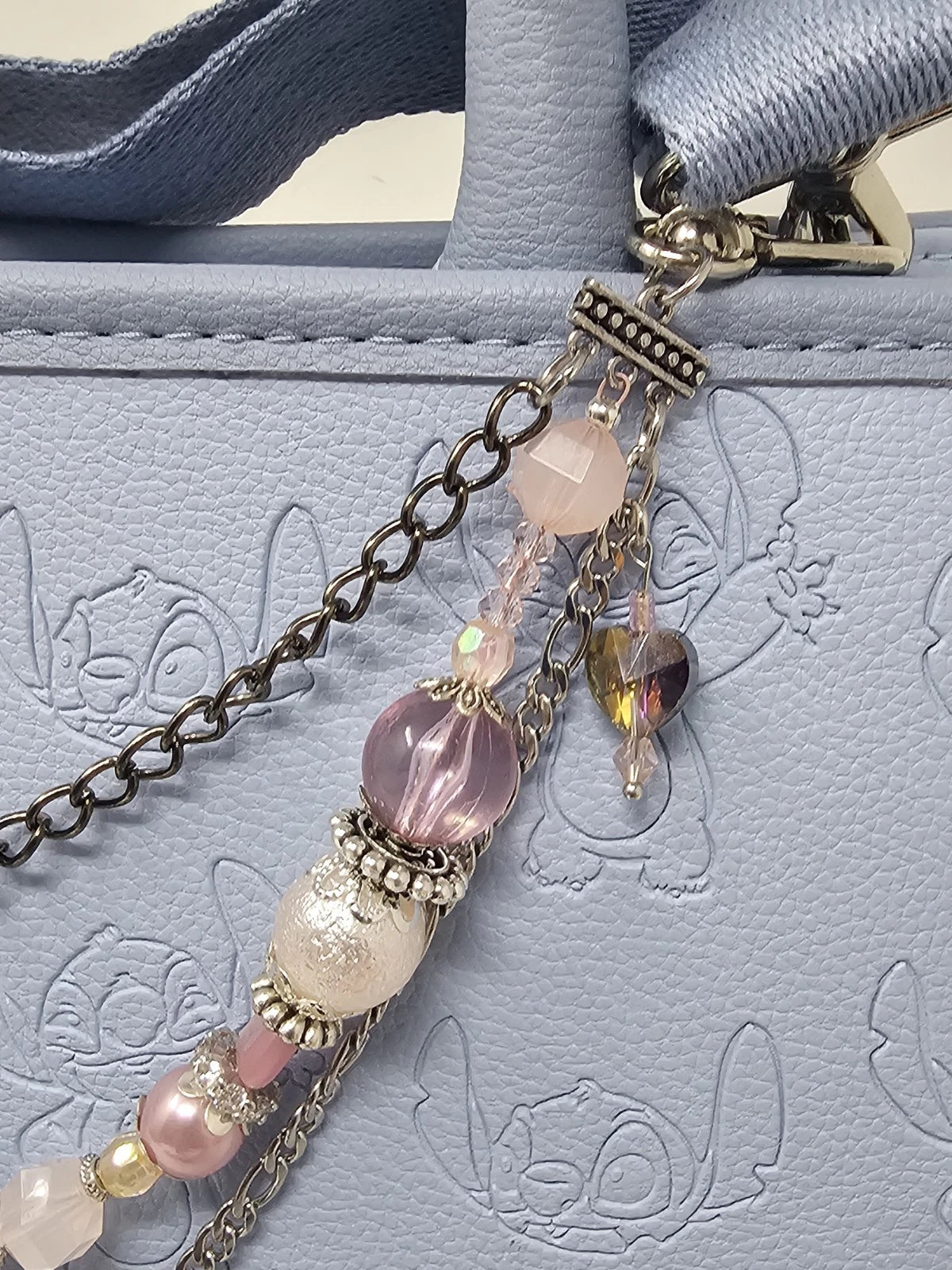 Double Chain Purse Charm - Mickey's Key & Pink Heart