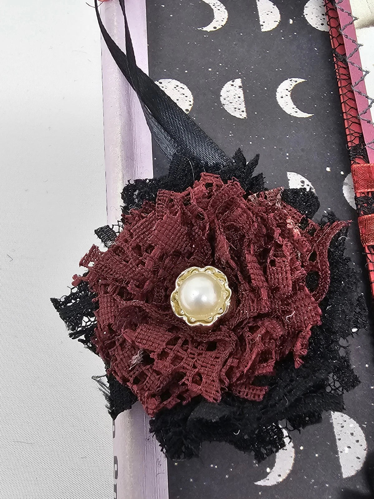 Vintage Chic Lace Bookmark - Rose - Handmade