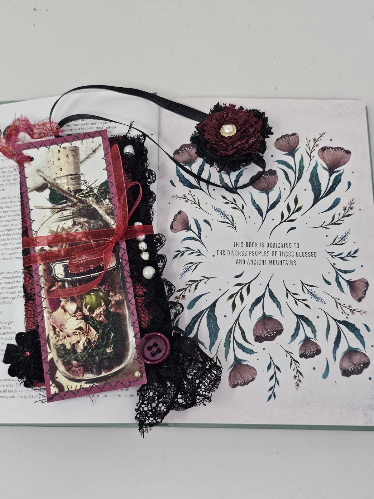 Vintage Chic Lace Bookmark - Rose - Handmade