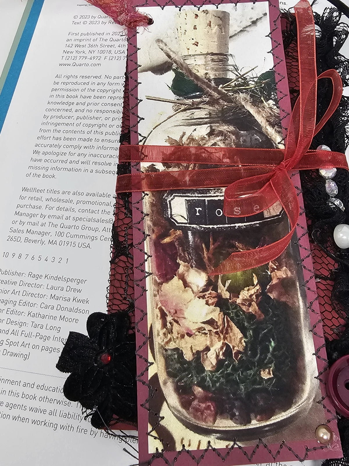 Vintage Chic Lace Bookmark - Rose - Handmade