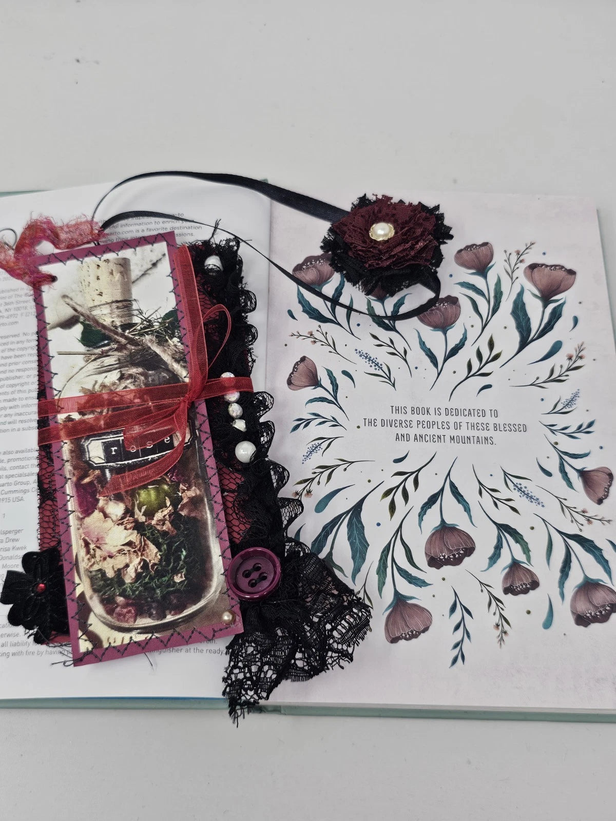 Vintage Chic Lace Bookmark - Rose - Handmade