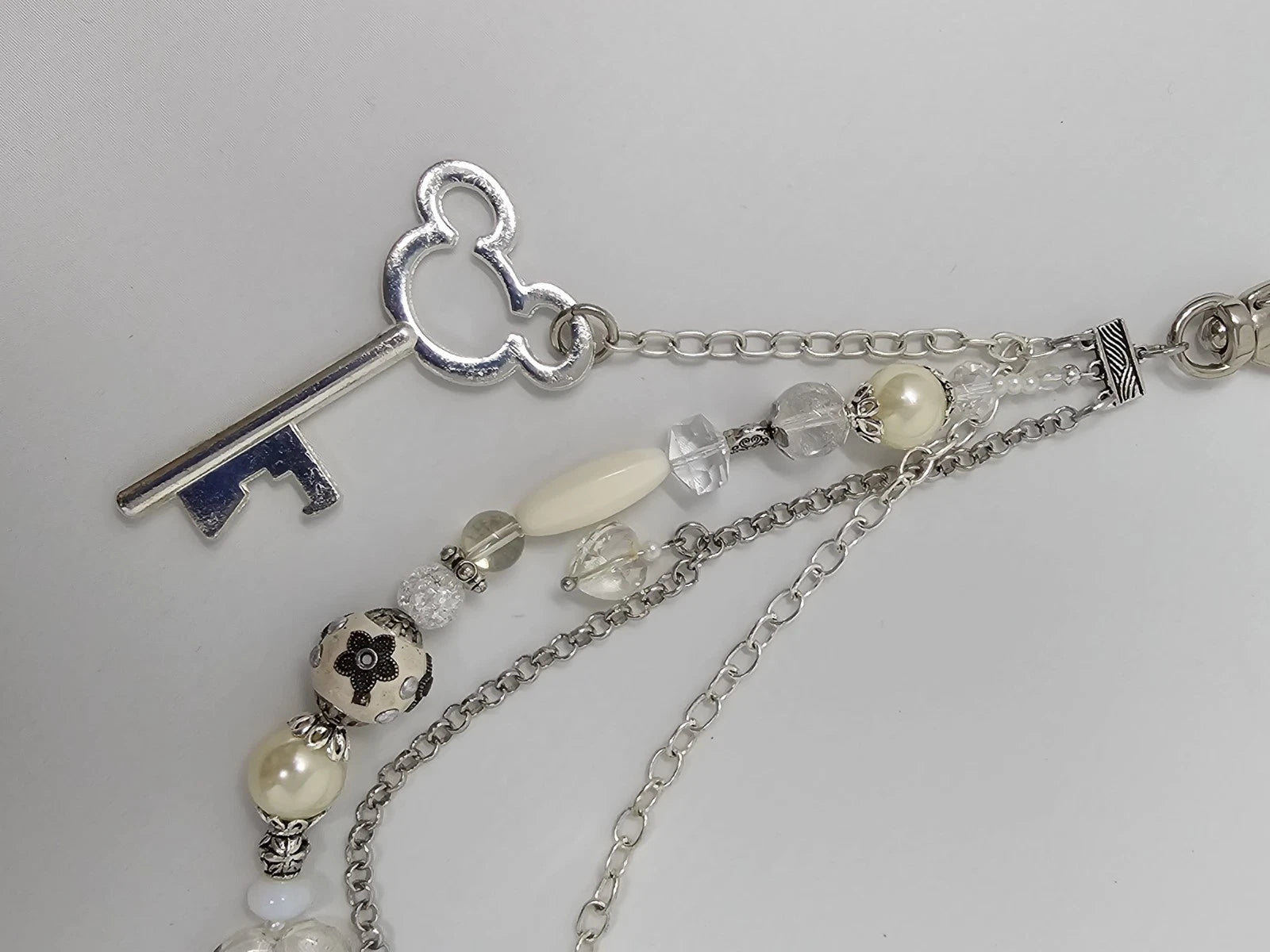 Double Chain Purse Charm - Mickey's Key & Pearls