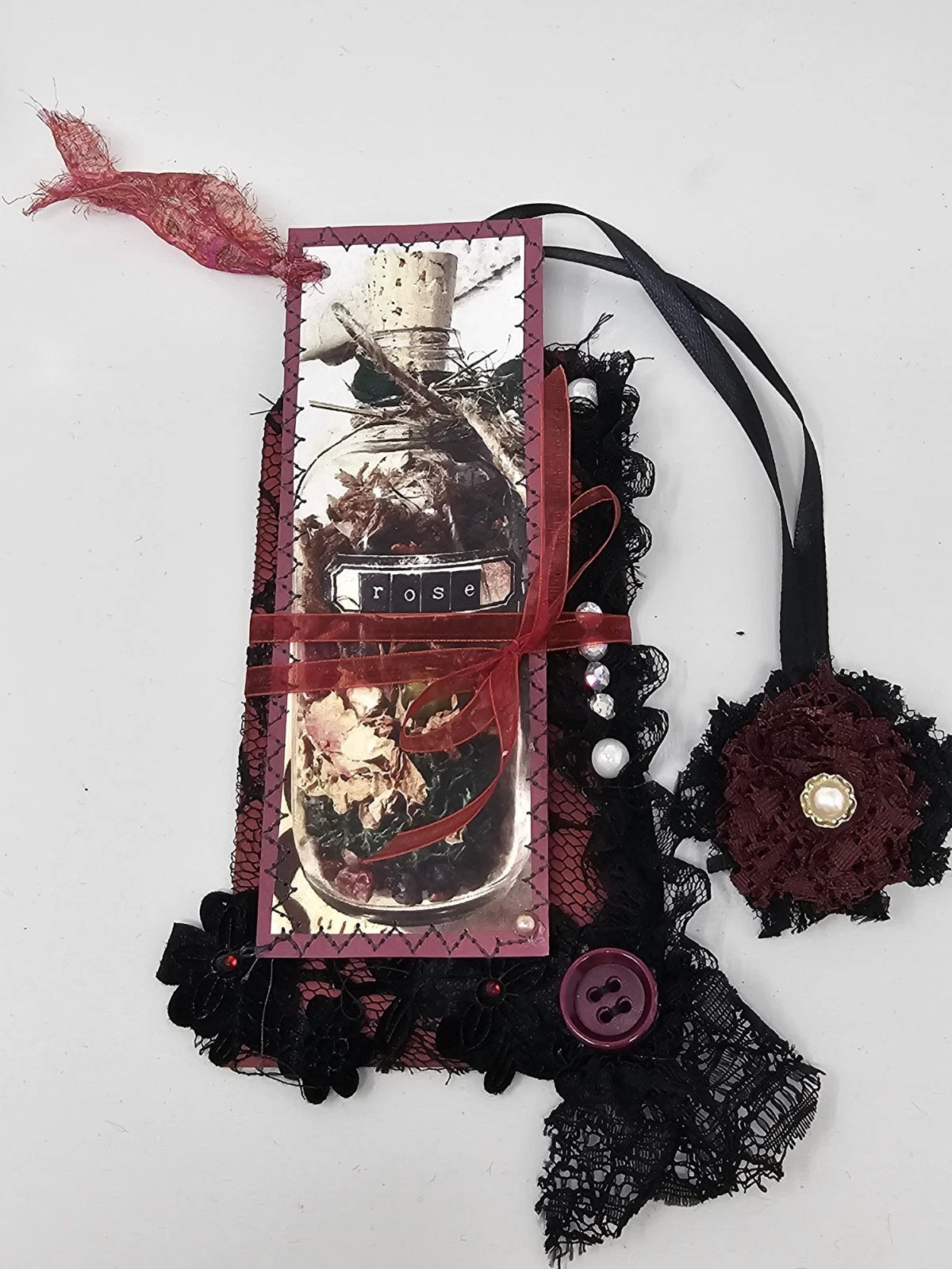 Vintage Chic Lace Bookmark - Rose - Handmade