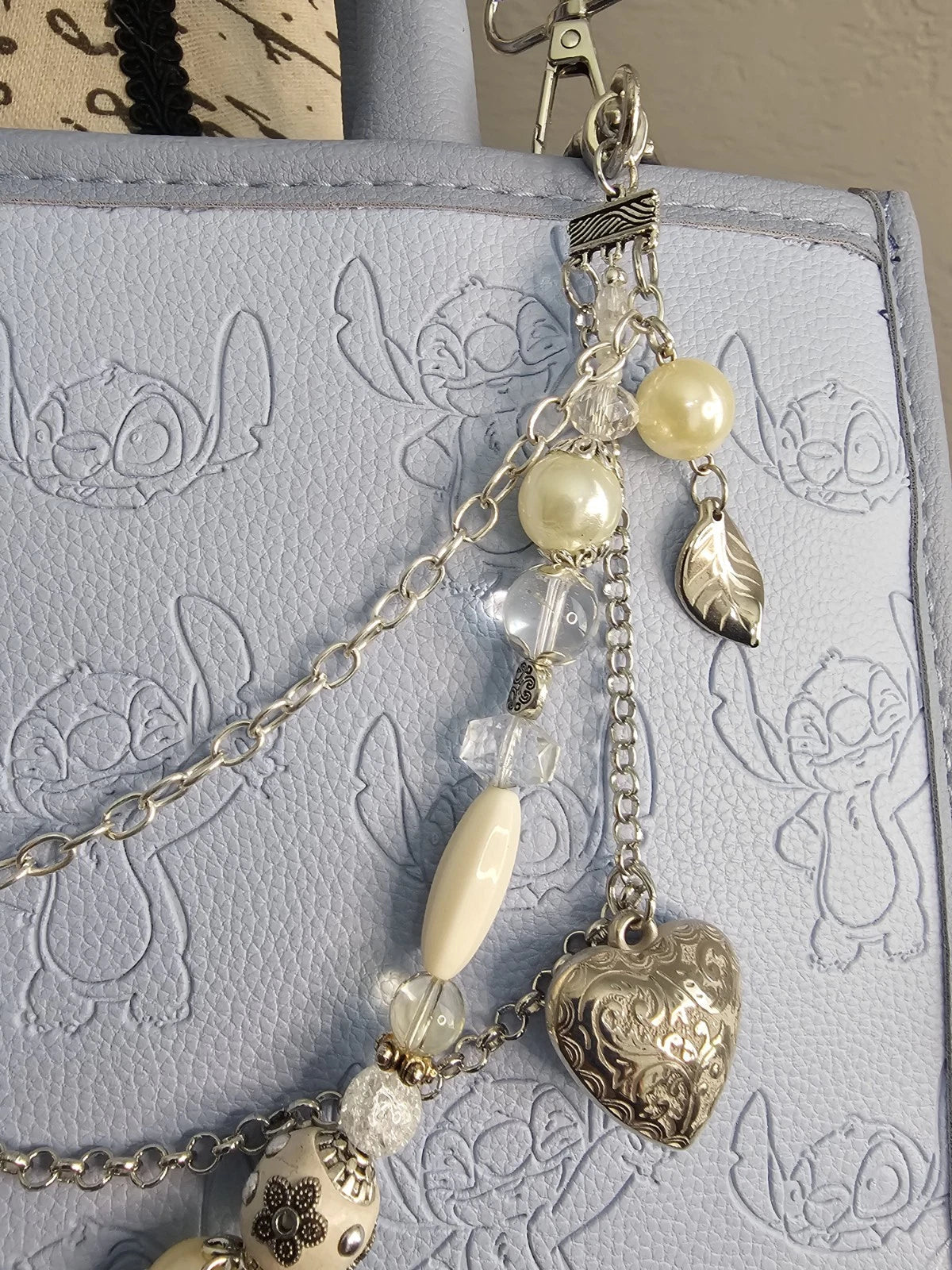 Double Chain Purse Charm - Mickey's Key & Pearls
