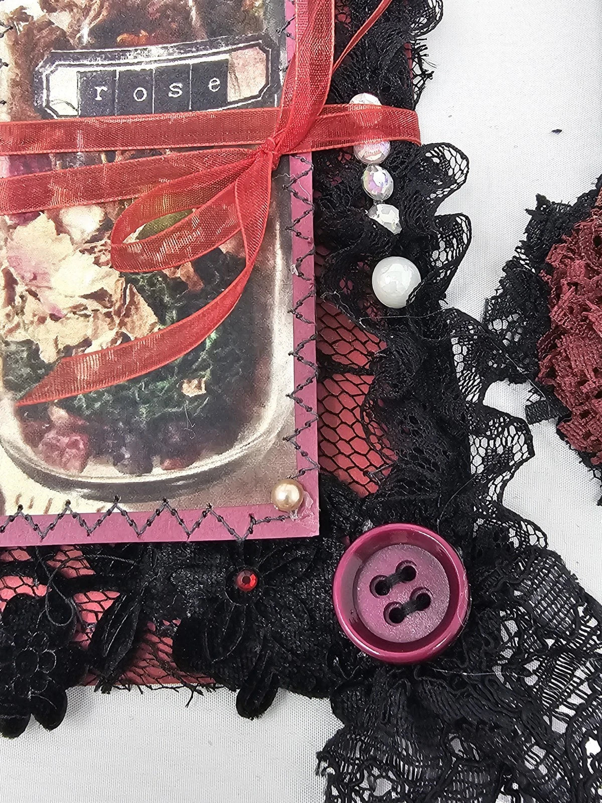 Vintage Chic Lace Bookmark - Rose - Handmade