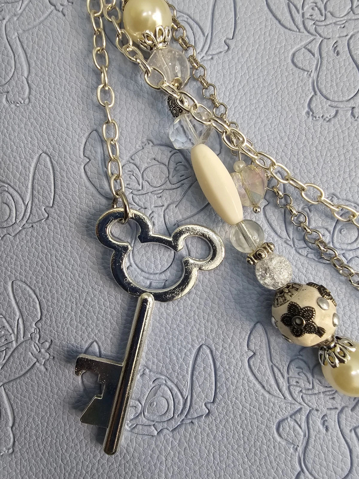 Double Chain Purse Charm - Mickey's Key & Pearls
