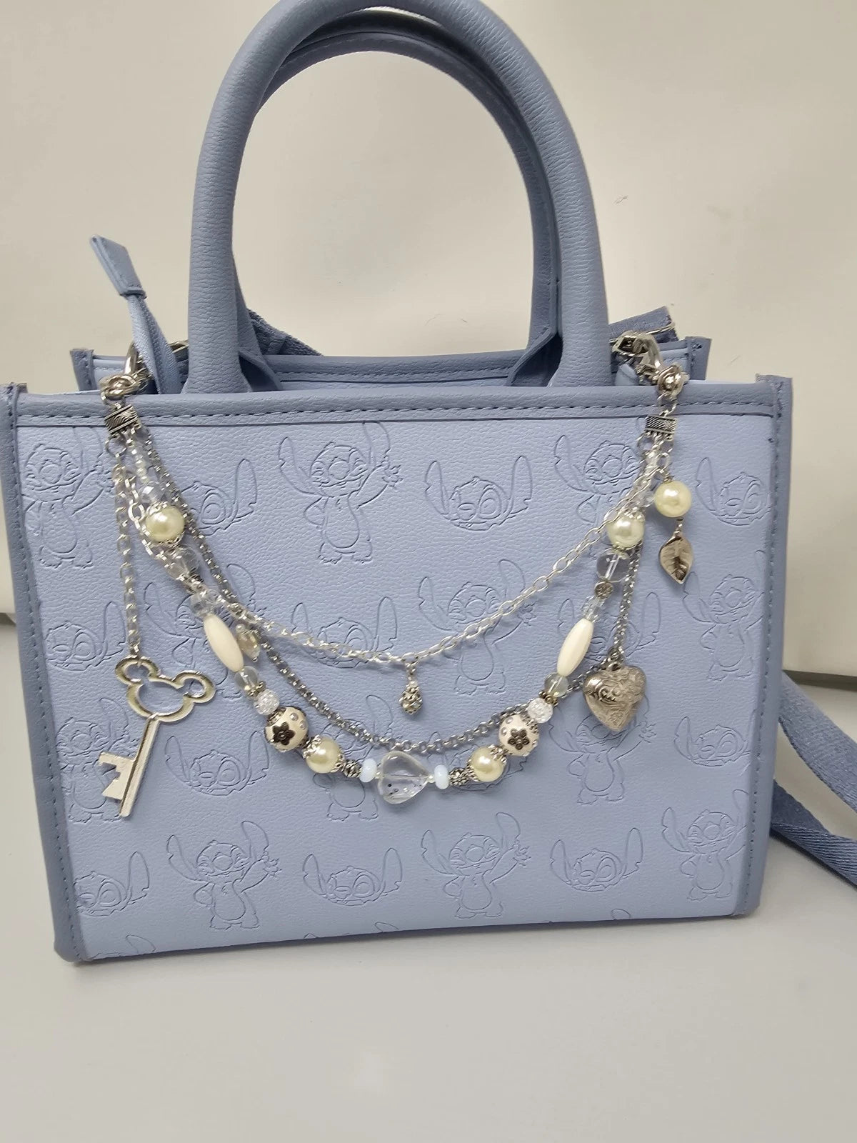 Double Chain Purse Charm - Mickey's Key & Pearls