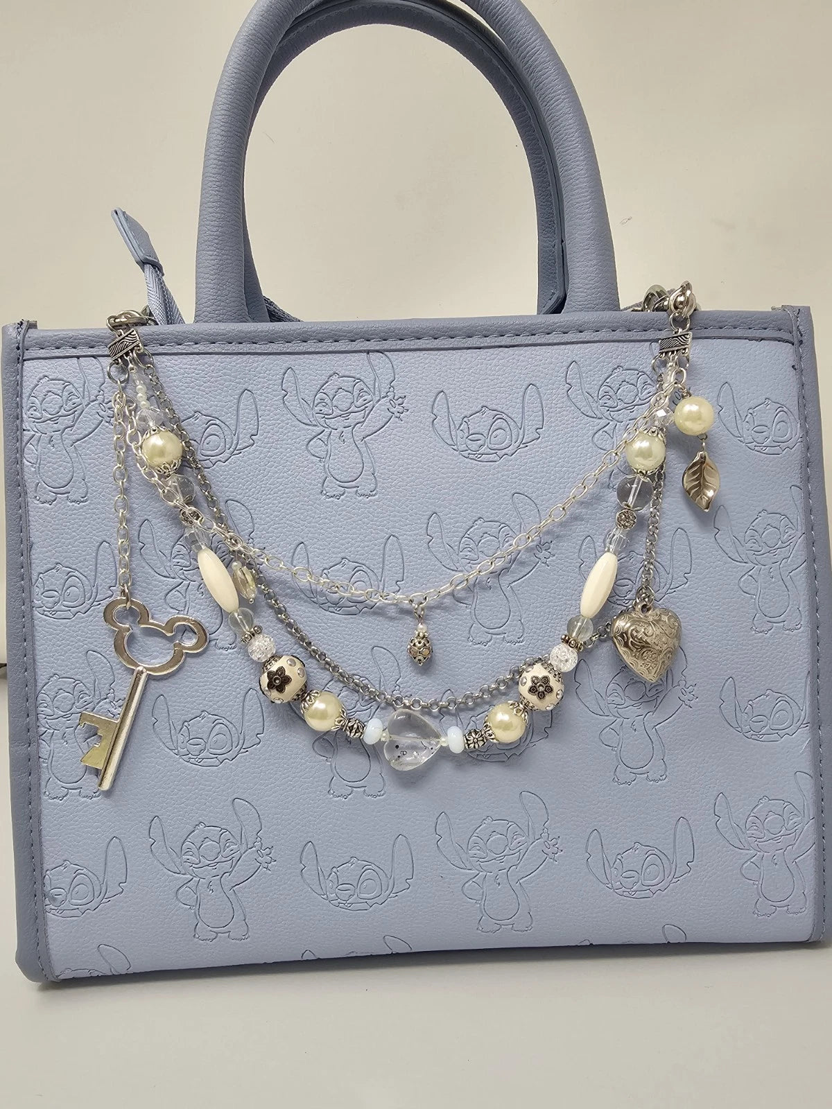 Double Chain Purse Charm - Mickey's Key & Pearls
