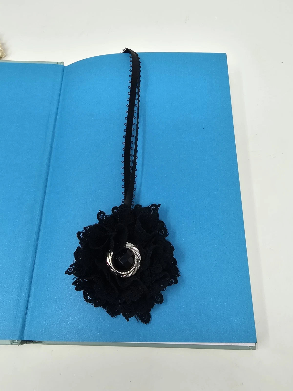 Vintage Bookmark SKULL AND FLOWER