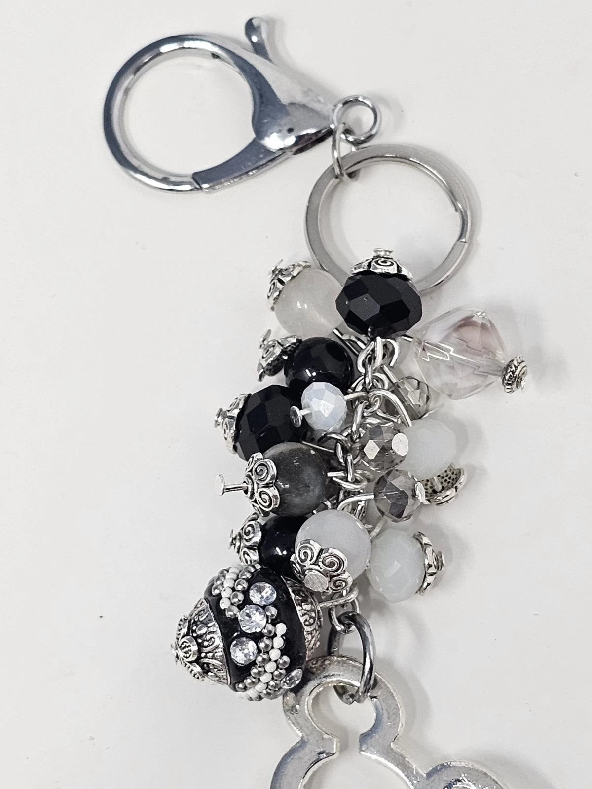 Purse Charm - Disney Key Black and White Natural Stones