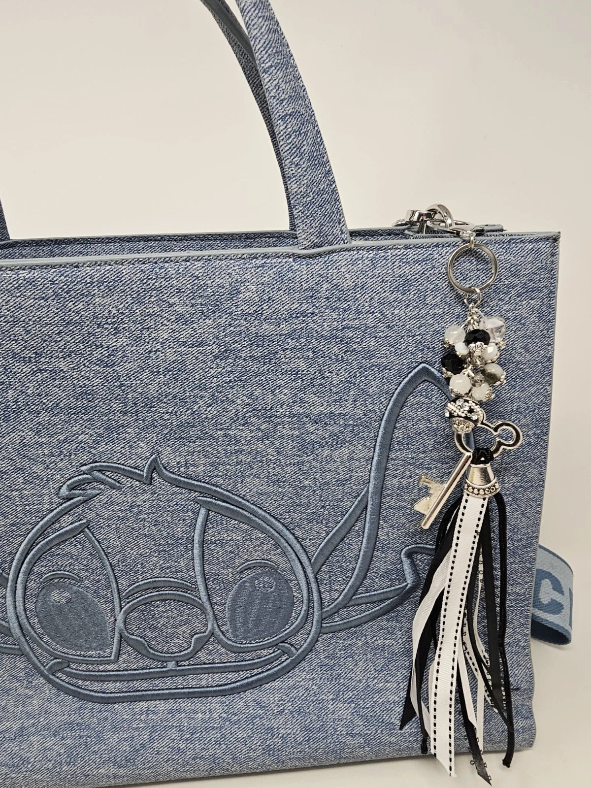 Purse Charm - Disney Key Black and White Natural Stones