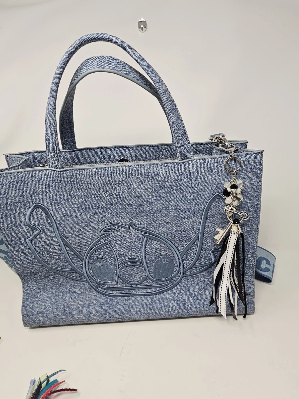 Purse Charm - Disney Key Black and White Natural Stones