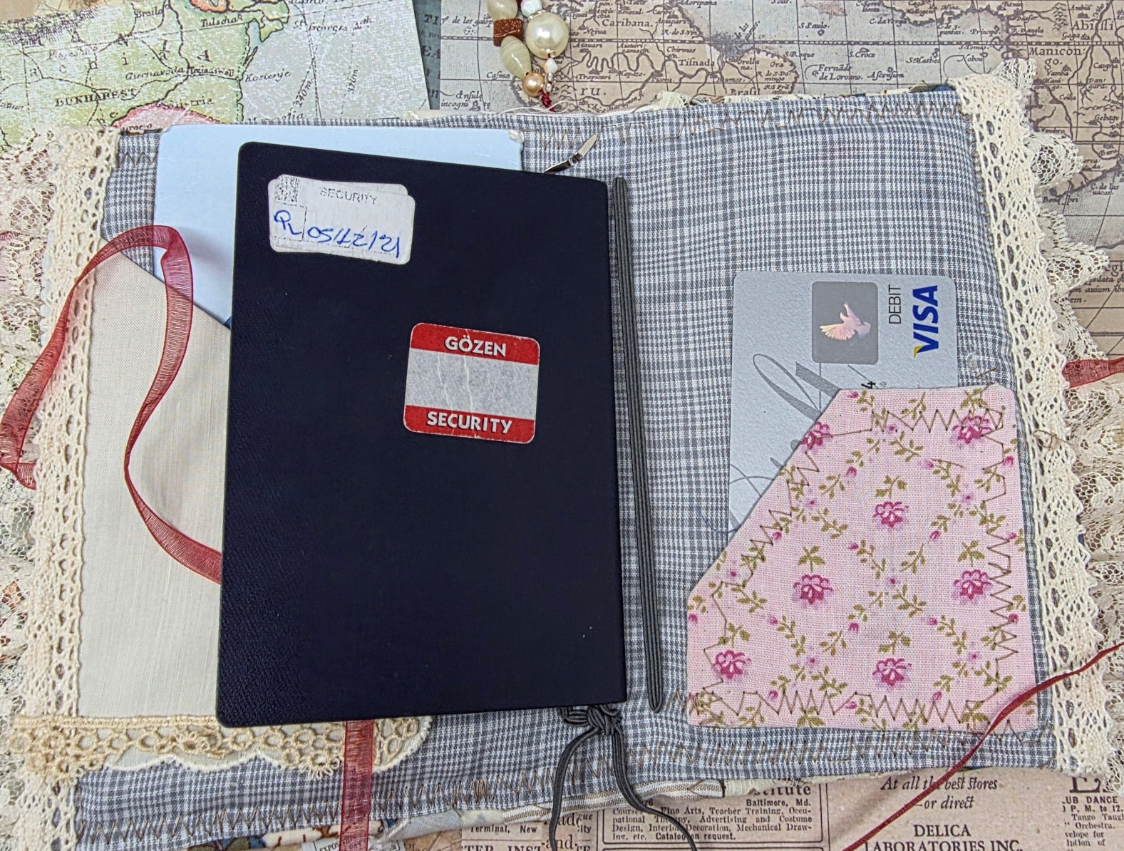 Vintage Passport Holder - Ivory Doily