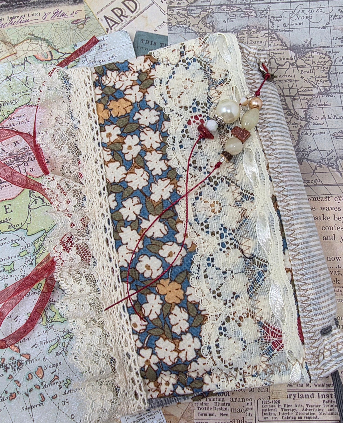 Vintage Passport Holder - Ivory Doily