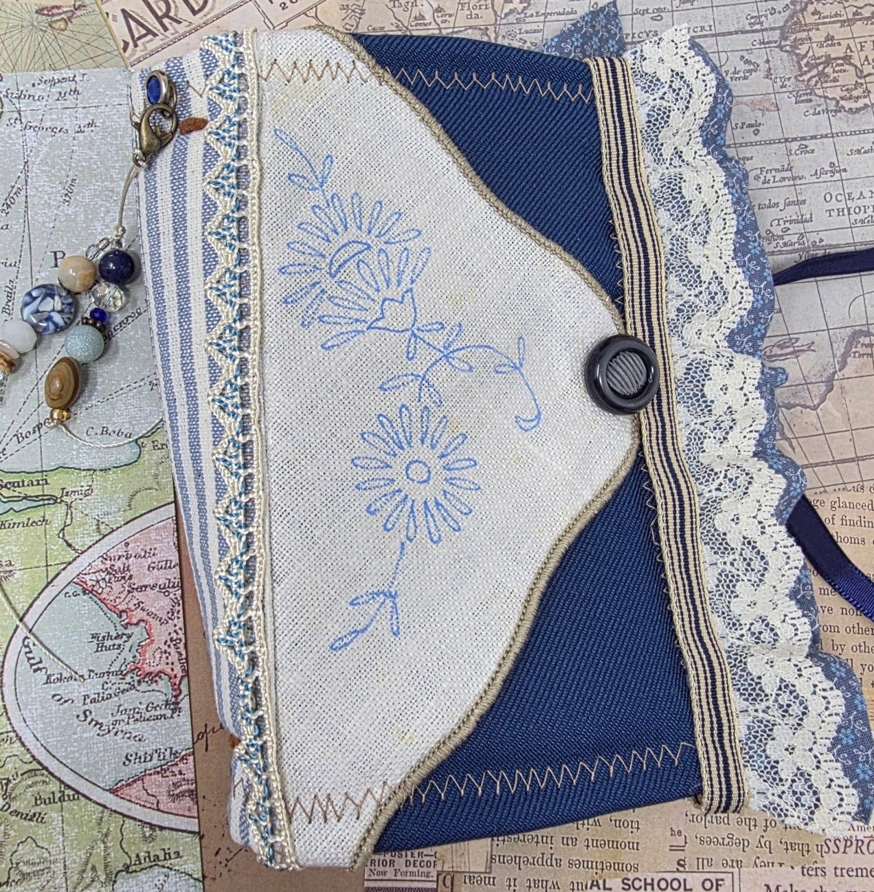 Vintage Passport Holder - Blue Lotus