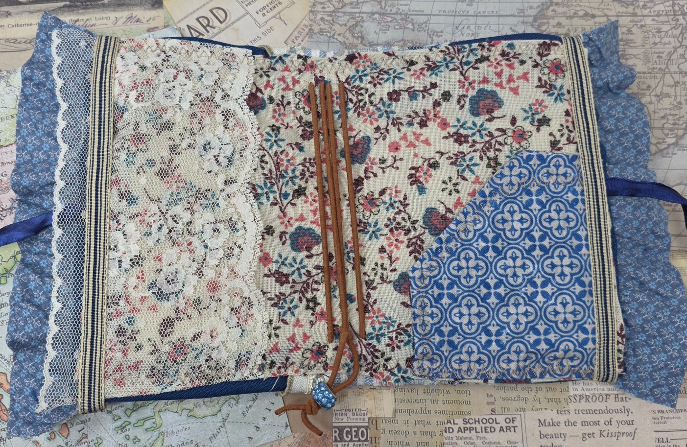 Vintage Passport Holder - Blue Lotus