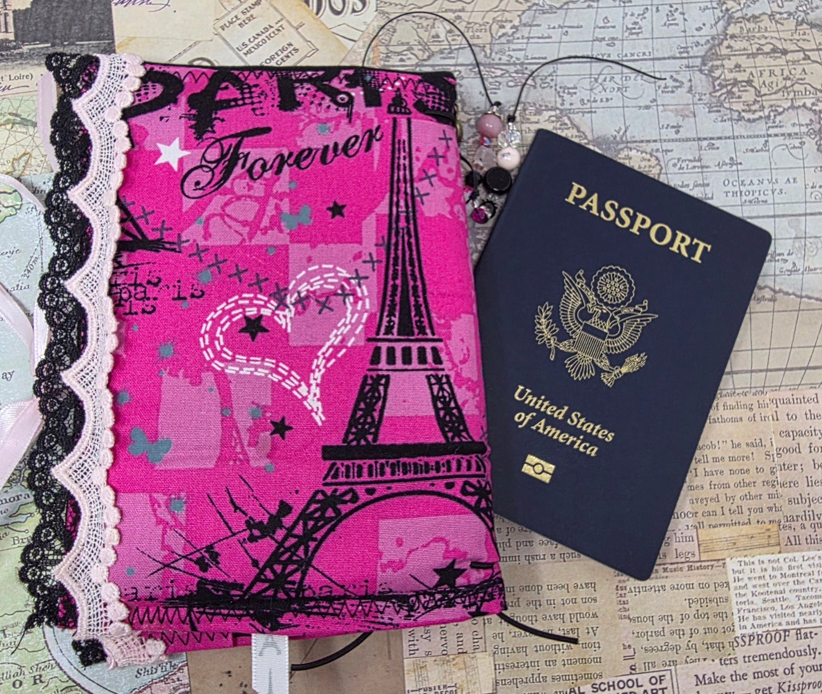 Vintage Passport Holder - Paris with Love