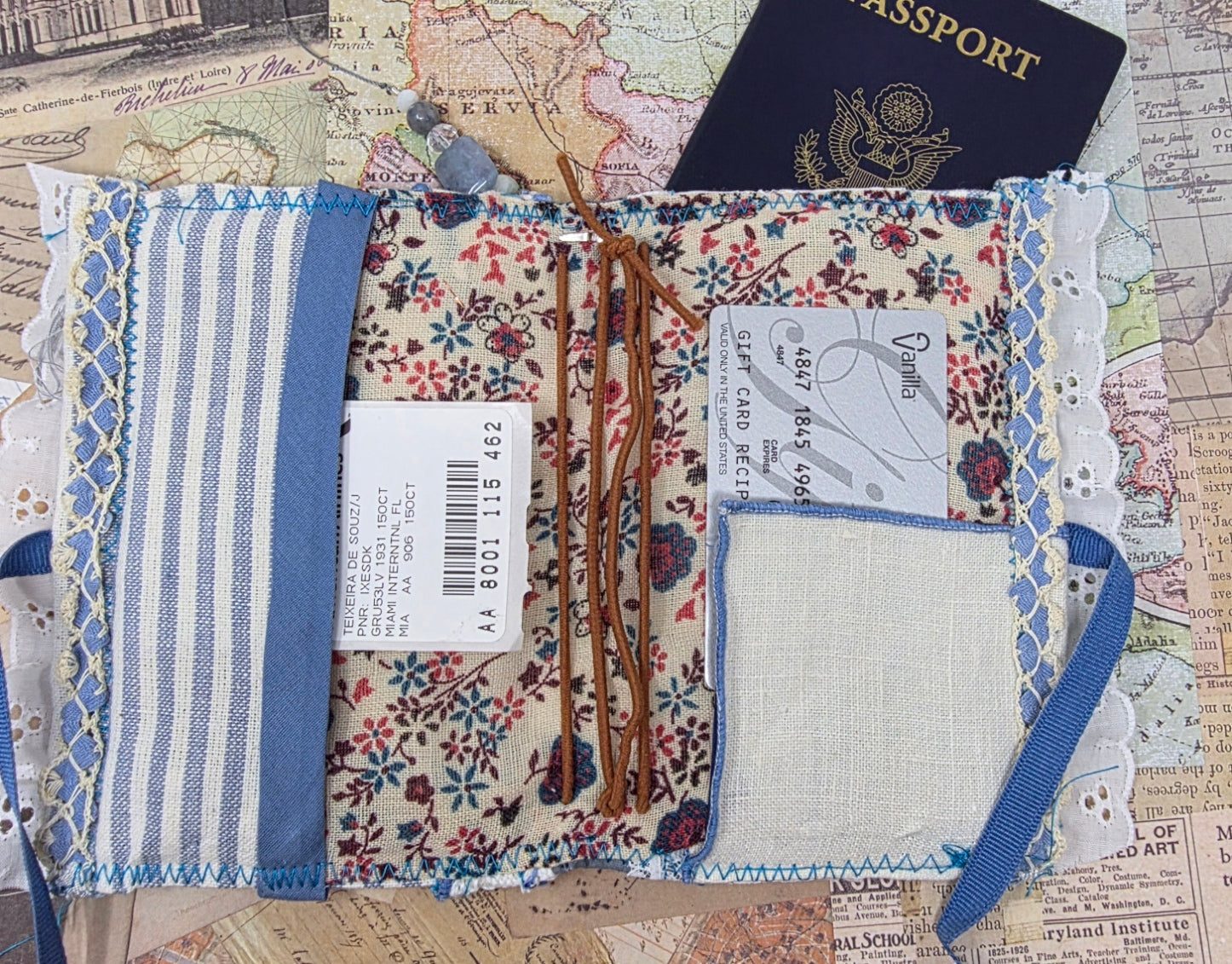 Vintage Passport Holder - Stripes