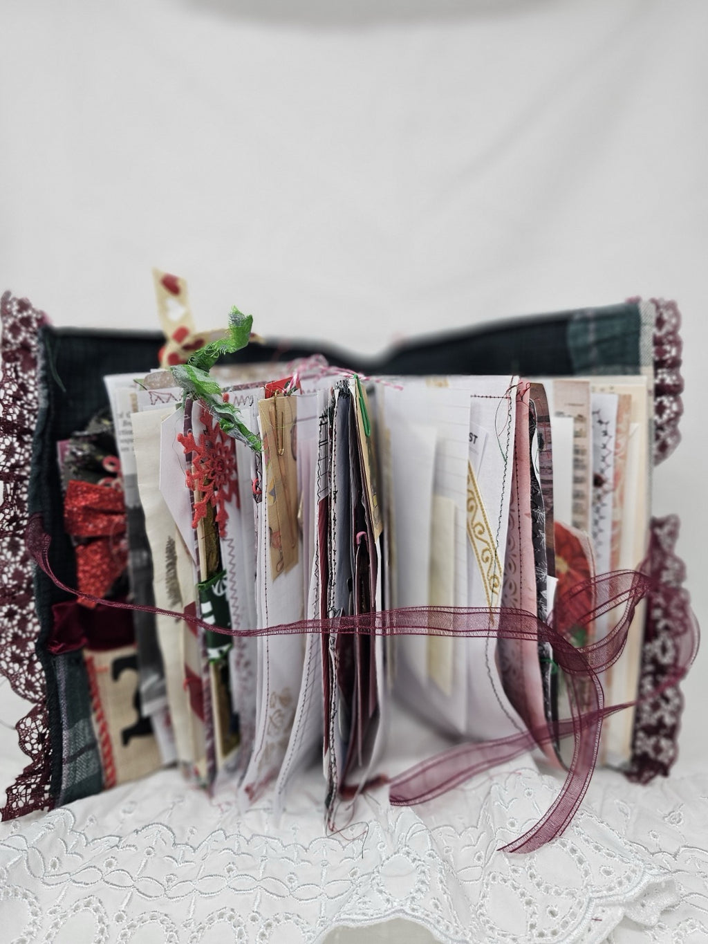 Christmas Vintage Journal- Cats & Dogs Pawlidays! Handmade Soft Cover Fabric.