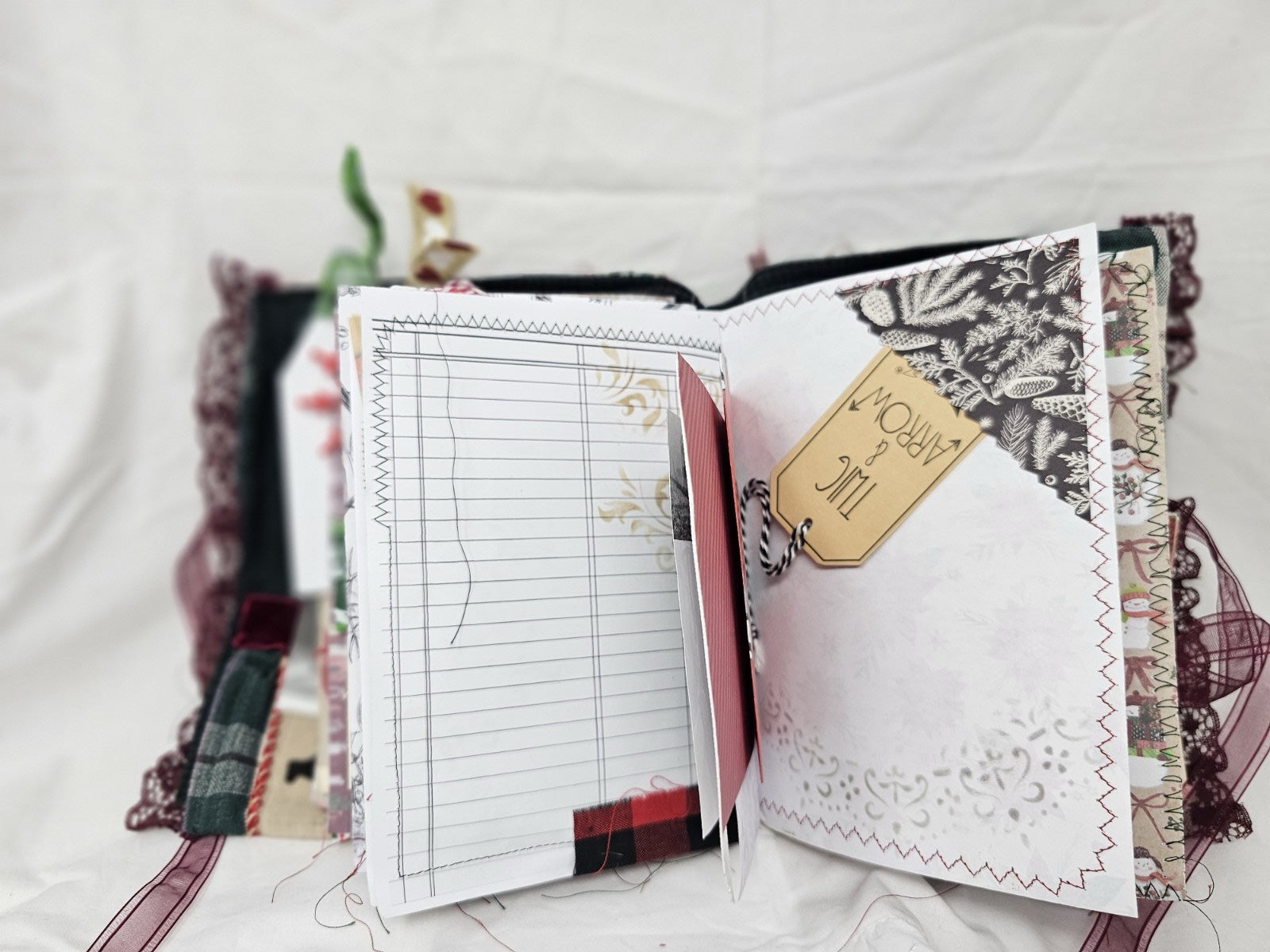 Christmas Vintage Journal- Cats & Dogs Pawlidays! Handmade Soft Cover Fabric.