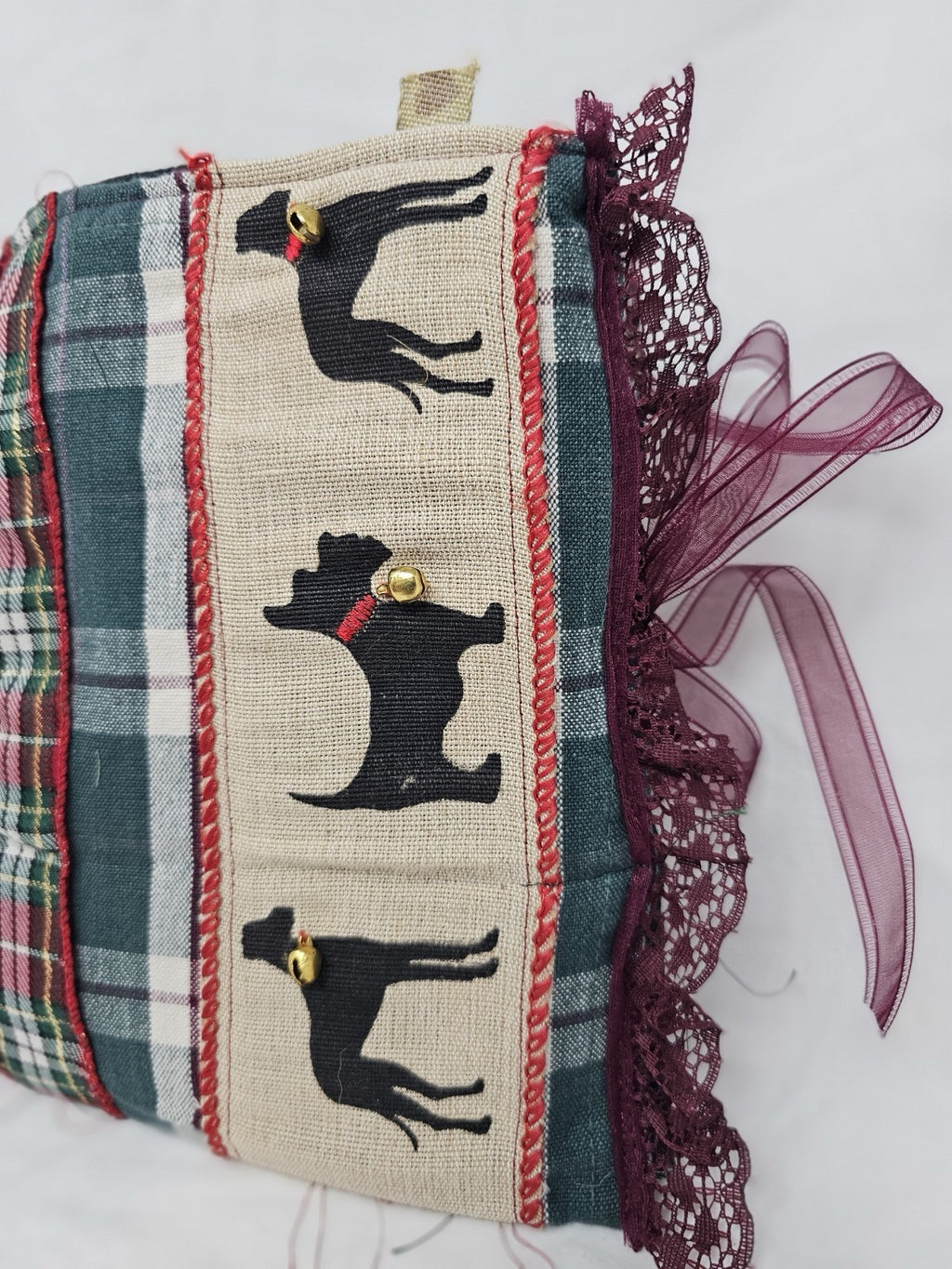 Christmas Vintage Journal- Cats & Dogs Pawlidays! Handmade Soft Cover Fabric.