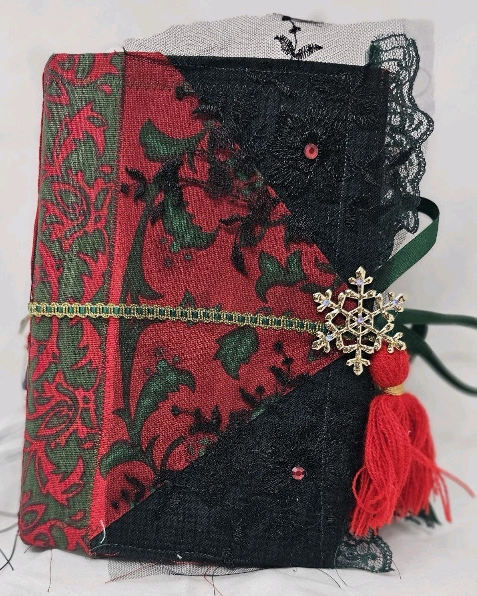 Gothic Christmas Vintage Journal Handmade Hard CoverFabric