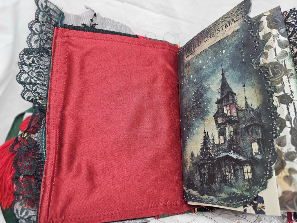 Gothic Christmas Vintage Journal Handmade Hard CoverFabric