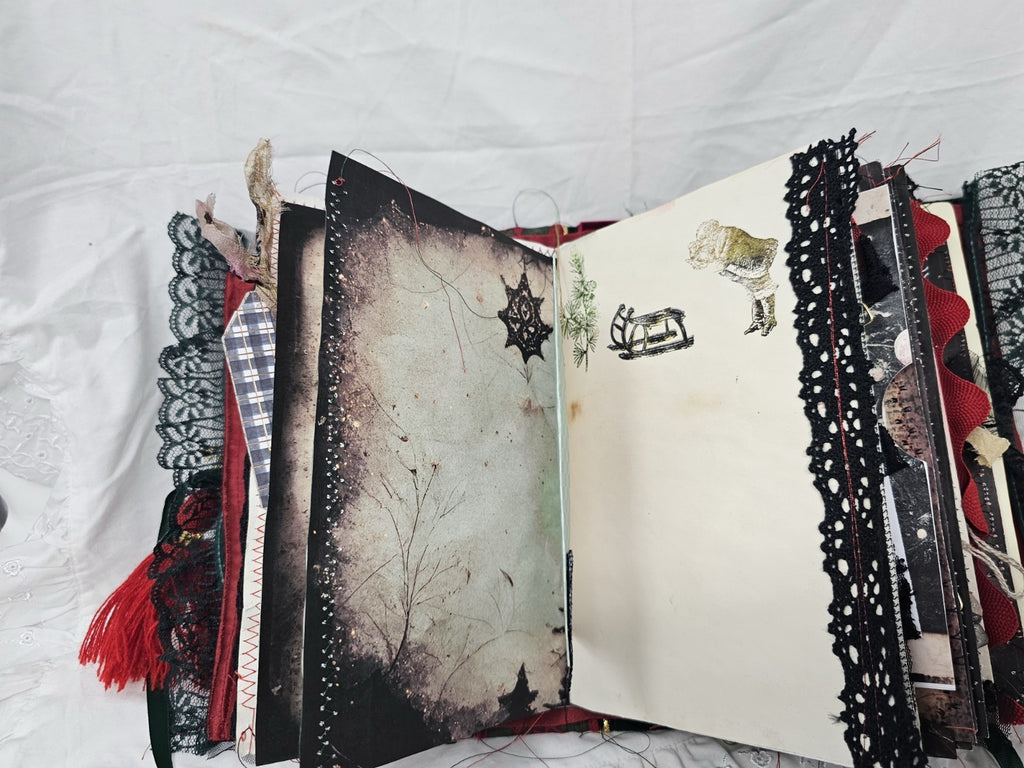 Gothic Christmas Vintage Journal Handmade Hard CoverFabric