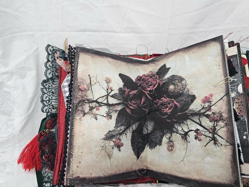 Gothic Christmas Vintage Journal Handmade Hard CoverFabric