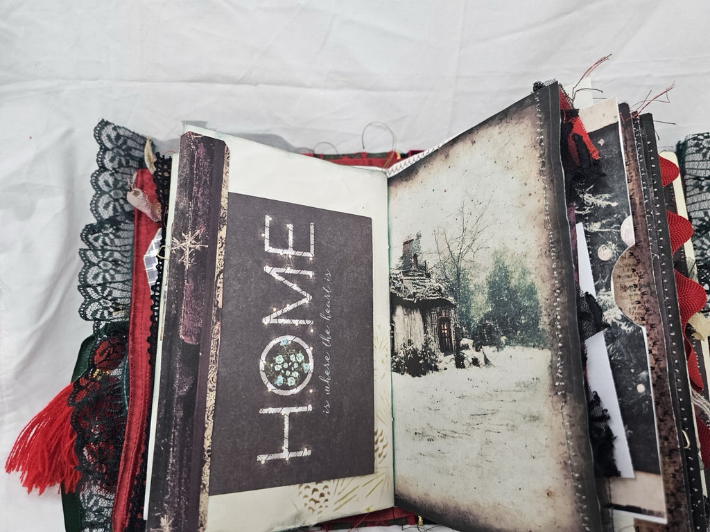Gothic Christmas Vintage Journal Handmade Hard CoverFabric