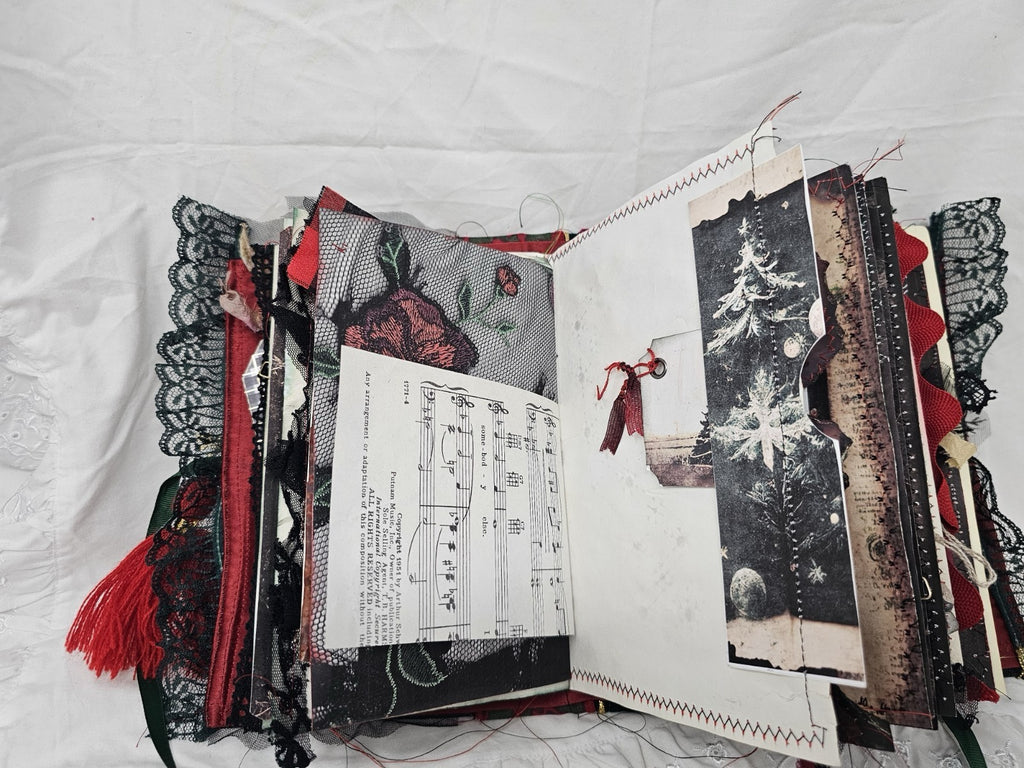 Gothic Christmas Vintage Journal Handmade Hard CoverFabric