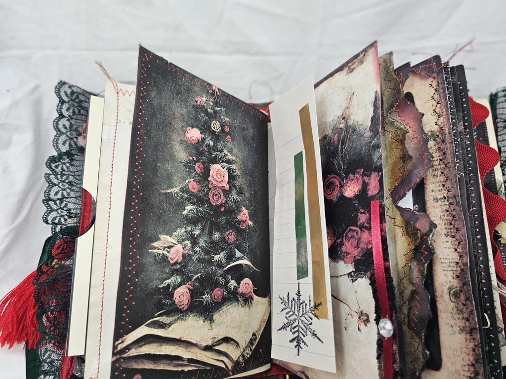 Gothic Christmas Vintage Journal Handmade Hard CoverFabric