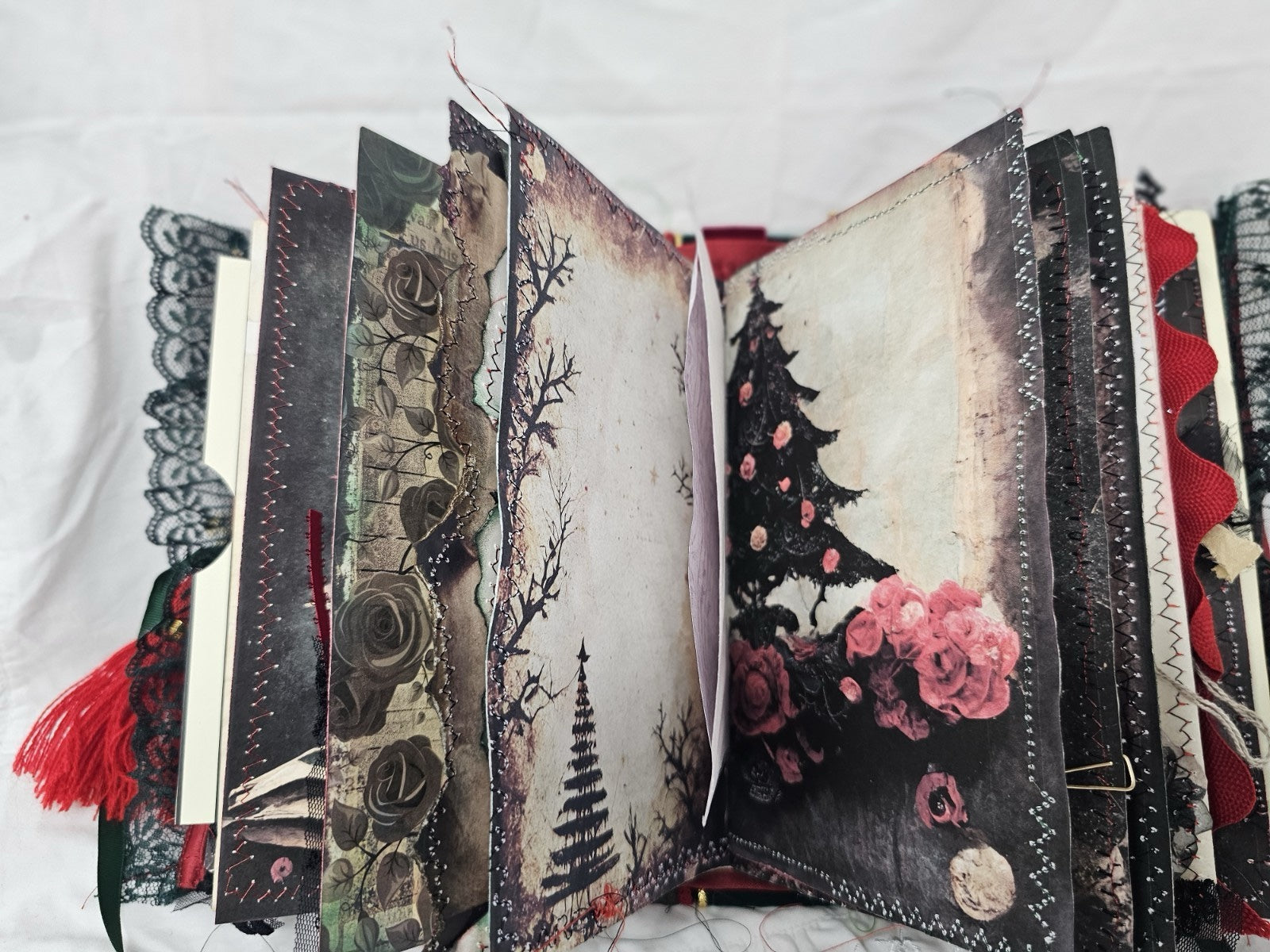 Gothic Christmas Vintage Journal Handmade Hard CoverFabric
