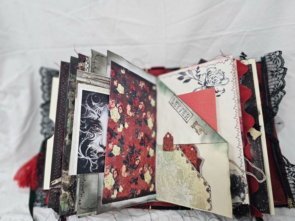 Gothic Christmas Vintage Journal Handmade Hard CoverFabric